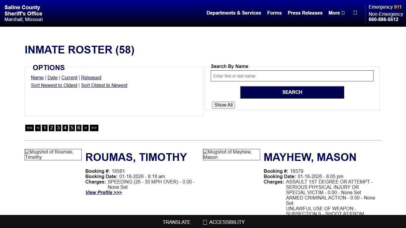 Inmate Roster - Current Inmates Booking Date Descending - Saline County Sheriff MO